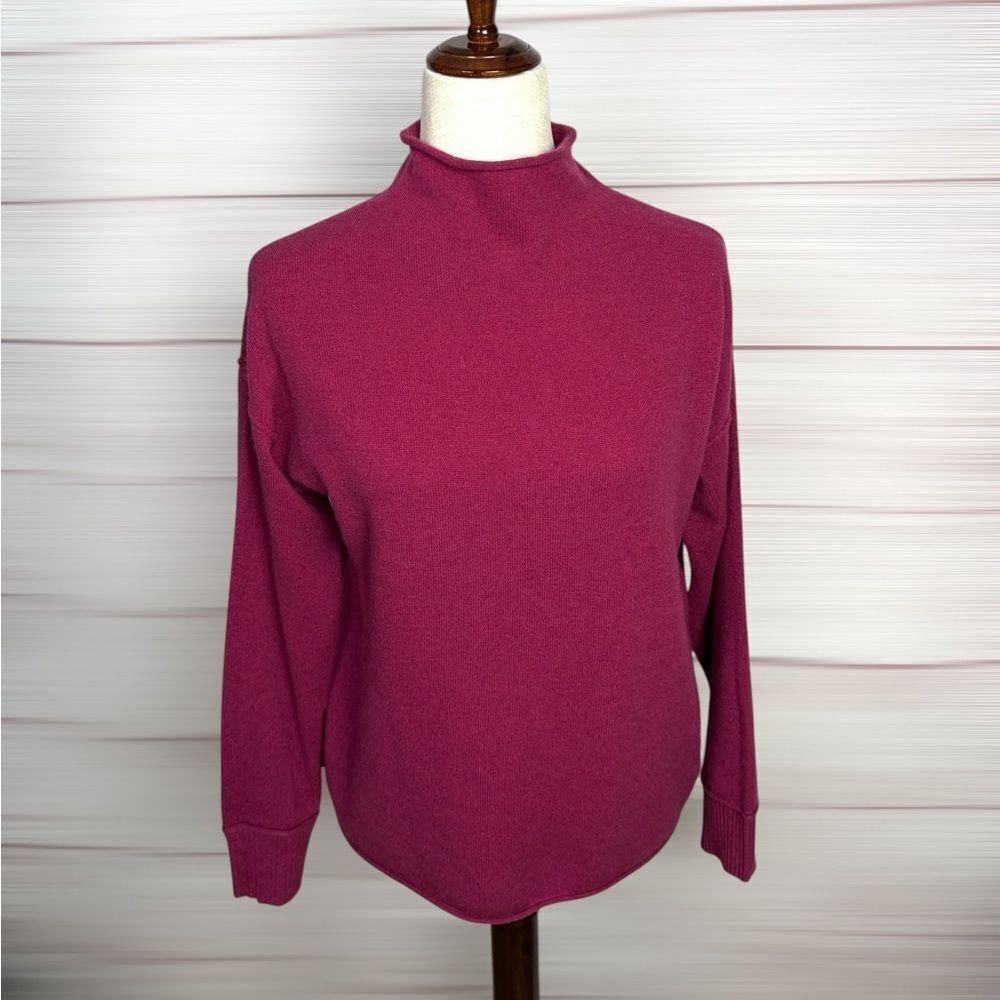 Tahari Fuchsia Cashmere Sweater Rolled Mock Neck Relaxed Fit size S